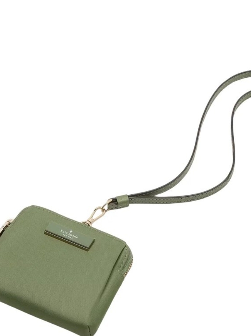 kate spade Olive Green Mini Crossbody Wallet with Gold Hardware